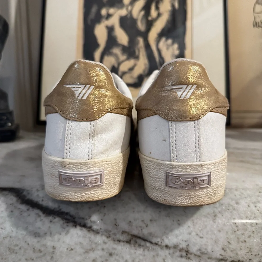 Gola White and Gold Women's Athletic Sneakers - Picture 3 of 7